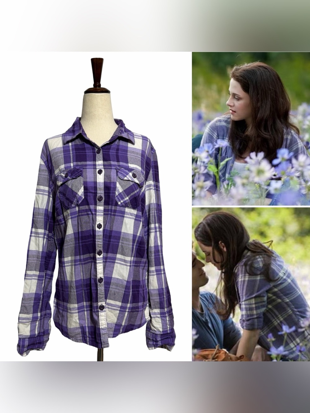 Aeropostale • Y2K Purple Plaid Flannel Button Up Top L ASO Bella Swan Alt
